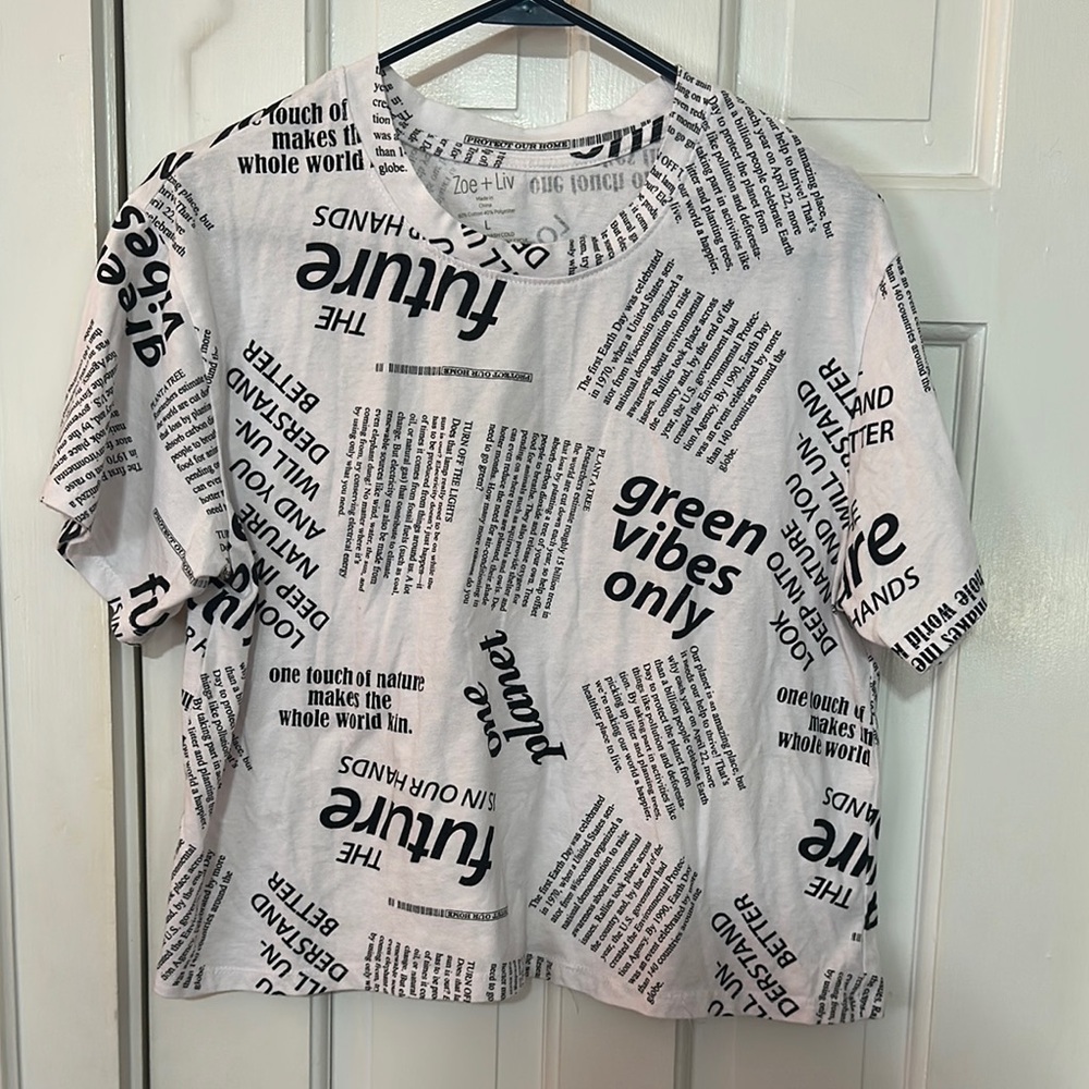 Zoe + Live cropped tee — size large pit